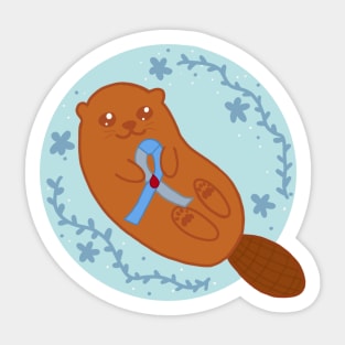 Diabetes Ribbon Otter Sticker